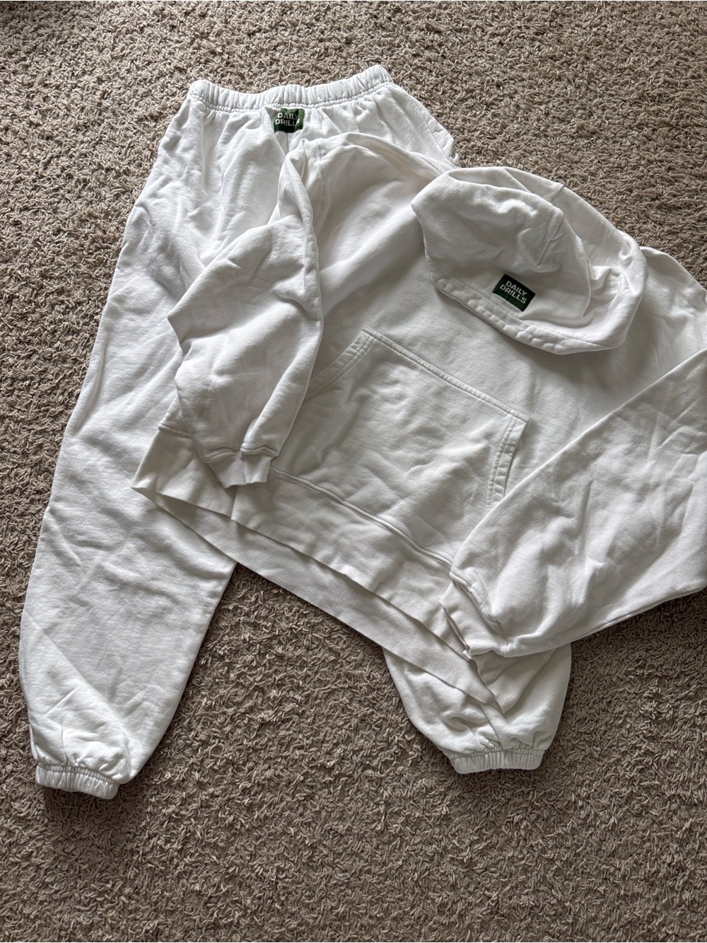 Daily Drills White Track Pants & Hoodie Set